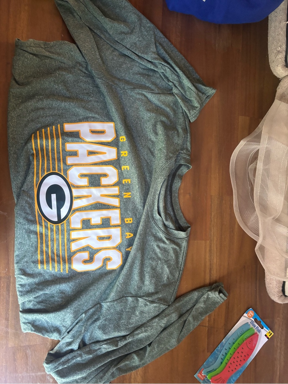 Green Bay Packers Heather Gray Long Sleeve Tee with Yellow Logo